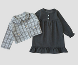 Winter dress, plaid jacket