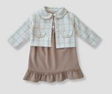 Winter dress, plaid jacket