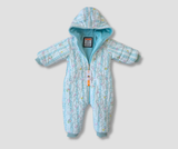 Winter jumpsuit lined with fur and printed patterns