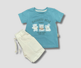 طقم أطفال صيفي قطعتين بطبعة 3 دبة – قطن 100% للأولاد