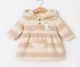 striped fur winter dress