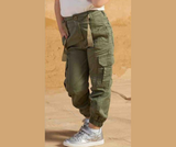 Girls' gabardine baggy pants