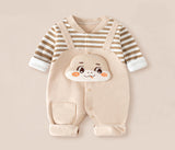 Imported autumn jumpsuit with a teddy bear strap