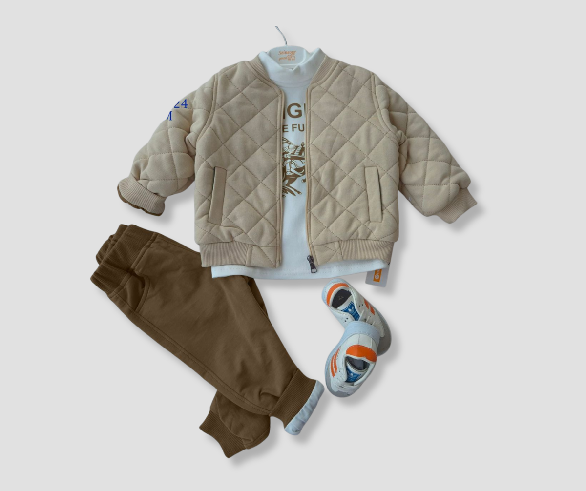 طقم اولادي 3 قطع شتوي مضلع