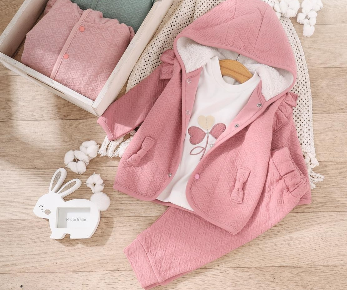Girls' 3-piece ribbed winter pajamas