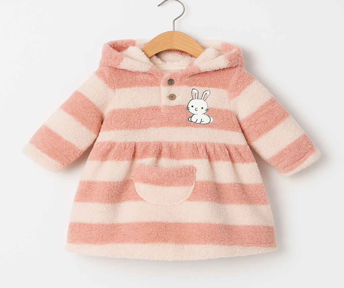 striped fur winter dress