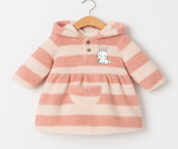 striped fur winter dress