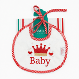 Baby bib, round hearts