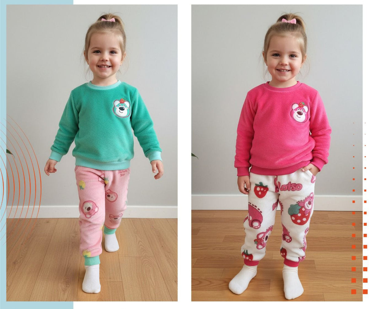 Bear printed fur winter pajamas