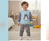 Winter pajamas with a penguin fur trim