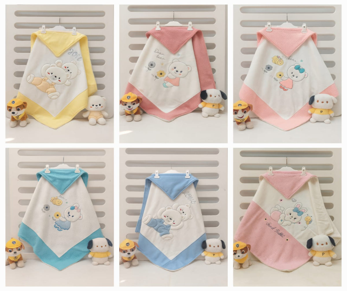 Cozy Fur Blanket with Teddy Bear & Stars