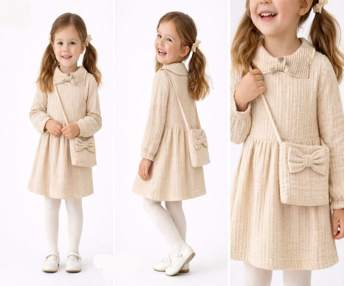 Girls' autumn 3-piece dress with bag
