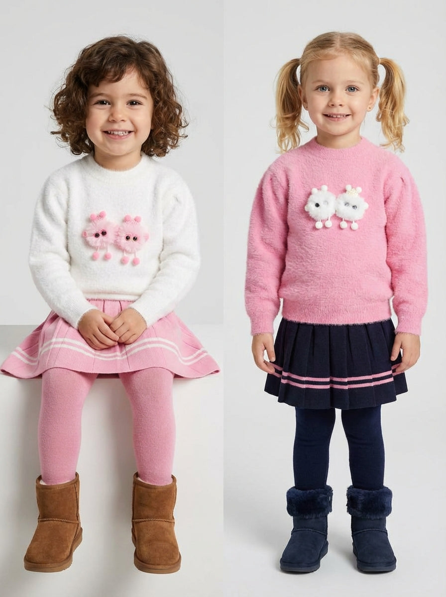 Girls' knitted children's outfit with glassess