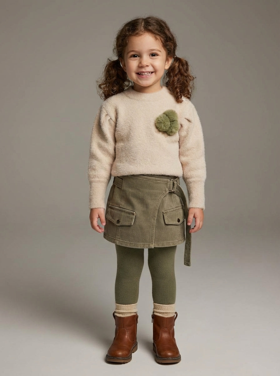 Girls' leather skirt set